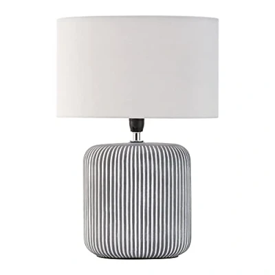 Immagine di Pauleen Table luminaire 48218 Pure Shine Tavolo Max. 20 Watt Realizzata a Mano Grigio, Bianco Lampada da Comodino Look Boho in Tessuto, Ceramica E14