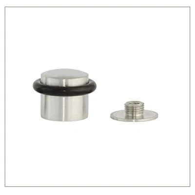 Immagine di EVI Herrajes Fermaporta 28 x 30 mm Base filettata Gomma Nera Acciaio Inox Finitura Opaca Compresi vite + tassello di fissaggio Mod. I 20228CBAM