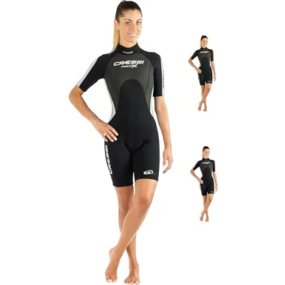 Immagine di Cressi Med X Lady, Muta Shorty in Neoprene Bifoderato 2.5 mm High Stretch Donna, Nero/Bianco/Grigio, XXL/6