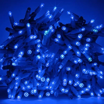 Immagine di Luccika Stringa Catena di luci Natale a LED Professionale, MaxiLed da 8mm, Flash, per Giardini Negozi Bar, Esterno (Blu con Flash Bianco Ghiaccio, 10 Metri 100 LED)