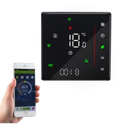 Immagine di Qiumi Smart Wifi Termostato a colori per il riscaldamento individuale della caldaia gas/acqua funziona con Alexa Google Home Dry Contact, display LED protegge gli occhi, 5A