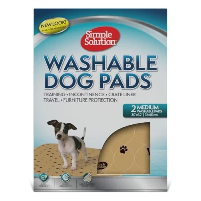 Immagine di Simple Solution Tappetini lavabili per cani da addestramento e viaggio, tappetino riutilizzabile la pipì del cane, assorbente antiodore medio, confezione 2