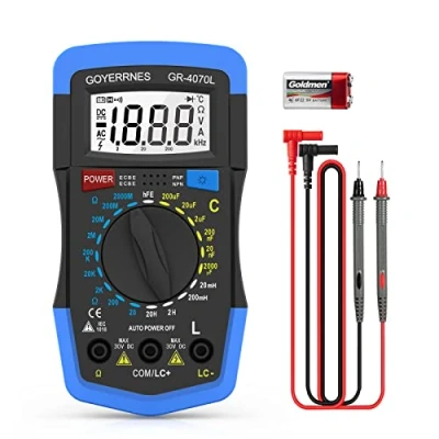 Immagine di Multimetro digitale GR 4070L Induttanza LCR Meter, 1999 conteggi Capacitanza Resistenza hFE test Multimetro, gamma manuale, retroilluminazione, spegnimento automatico, strumento di Meter