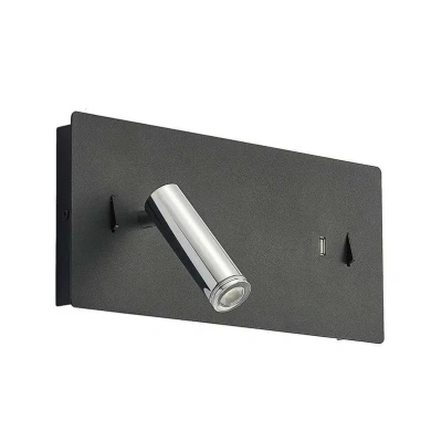 Immagine di Lucande Applique a LED Kimo, 32 cm, nero, alluminio, USB