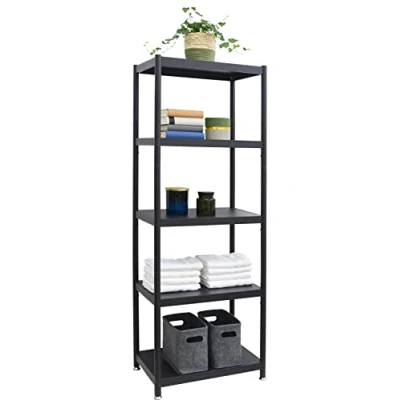 Immagine di shelfr Scaffale Metallo Nero Design Stile Industriale 61x41x170 Libreria Moderna a 5 Livelli Verticale Colonna Mobile Studio Arredamento Mobili Ufficio Moderni Divisorio Ambienti