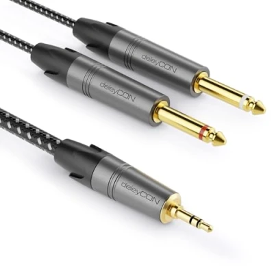 Immagine di deleyCON Cavo audio splitter digitale per mixer, registratore audio, chitarra, amplificatore, microfono