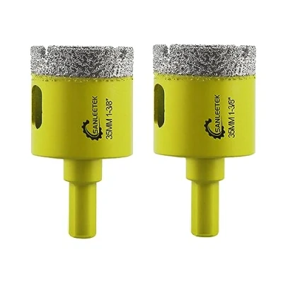 Immagine di Secco Punte per Trapano Diamantate 2pezzi 35mm Fresa Diamantata con Gambo Triangolo Ceramica Gres Porcellanato Granito Marmo Quarzo SANLEETEK