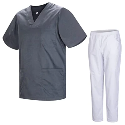 Immagine di MISEMIYA Uniformi Unisex Set Camice Uniforme Medica con Maglia e Pantaloni Mediche sanitarie 817 8312 BLANCO Large, Grigio