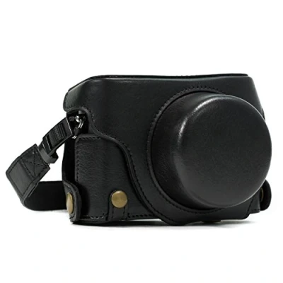 Immagine di MegaGear &quot;Ever Ready&quot; Custodia in Pelle Protettiva Fotocamera per Panasonic LUMIX LX100, DMC LX100 (Nero)