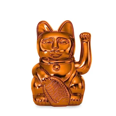 Immagine di DONKEY Lucky Cat Cosmic Edition Mars Shiny Copper Gatto di vino Maneki Neko, 15 cm, in confezione regalo