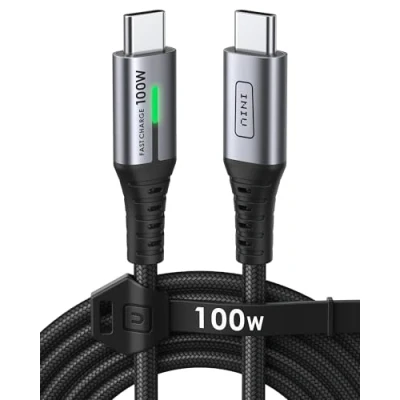 Immagine di INIU Cavo USB C 100W, 2m Type PD 5A Ricarica Rapida QC 4.0 Nylon Tipo Caricabatterie Cellulare per iPhone 16 15 Samsung S22 Ultra iPad Pro MacBook Pixel 7 ECC.