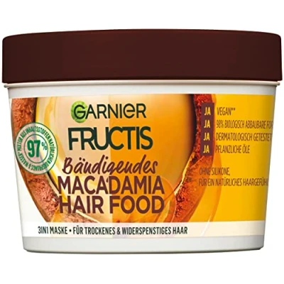 Immagine di Garnier Maschera per capelli 3 in 1, senza silicone, una sensazione naturale dei capelli, e fructis, 390 ml
