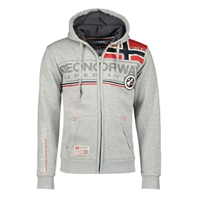 Immagine di Geo Norway Flipper Felpa con zip, Uomo, Taglia: Large, Light grey