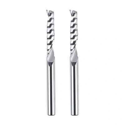 Immagine di SpeTool 2 frese in alluminio da 6 mm, fusto VHM, fresa alluminio, 32 lunghezza di taglio, CNC, per legno, superiore acrilico, plastica