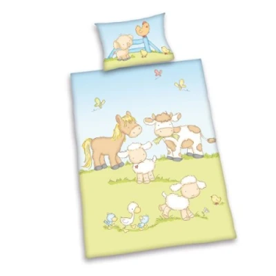 Immagine di Herding BABY BEST Set di Biancheria da Letto Reversibile per Bambini, Jana Gli Animali della Fattoria, Copripiumino 100 x 135 cm, Federa 40 60 Cotone/Renforcé