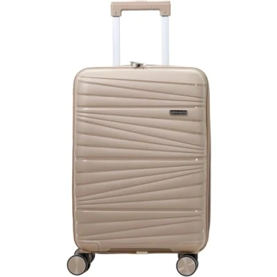 Immagine di Trolley rigido bagaglio a mano, approvato dalla maggior parte delle compagnie aeree low cost, 55 cm, ESPANDIBILE!! Misure x 38 23 cm Marchio Originale Pierre Cardin (BEIGE/KHAKI)