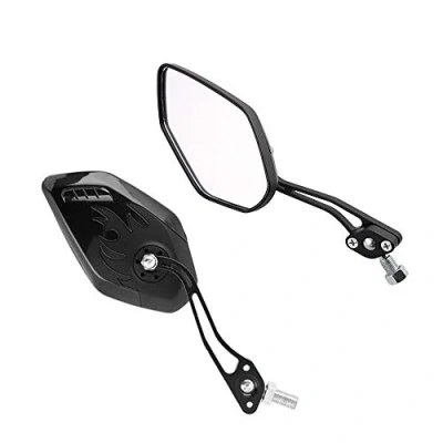 Immagine di Mintice Nero Universale Moto Specchietti Retrovisore Specchietto Manubrio Specchio Laterale Scheletro Cranio 8mm 10mm Filettato Bicicletta Sport