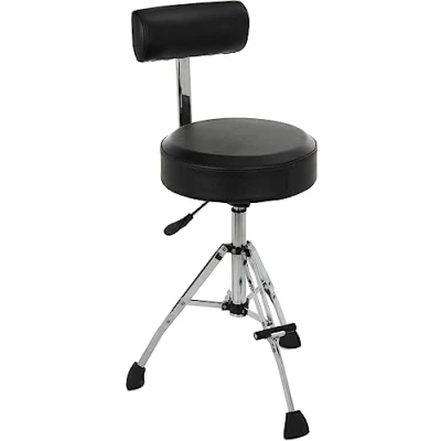 Immagine di Gibraltar 9608HRTB sgabello per batteria, batteria (sgabello da bar rotondo 15&quot; regolabile in altezza, con schienale e poggiapiedi, studio, palcoscenico ufficio)