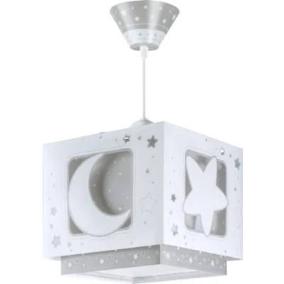 Immagine di Dalber Lampada da soffitto, a sospensione quadrata, motivo: luna,Colore Grigio