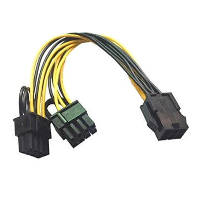 Immagine di Bolwins R01S Adattatore di alimentazione per schede grafiche, 6 pin PCIe a 2 adattatori PCI Express da 8 (6 + 2), 18 cm, GPU VGA Mining, cavo Power