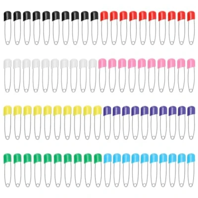 Immagine di SYEYCW 80 Pezzi Spille da Balia Colorate, 55 mm Blocco di Sicurezza Acciaio Inossidabile per Bambini, Perni Pannolino, Cucire Artigianali, Pannolini e Vestiti