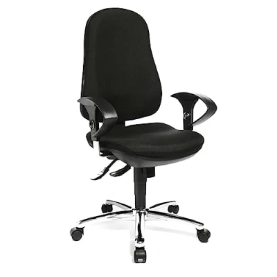 Immagine di Topstar Support SY Sedia Girevole per Ufficio, Braccioli Regolabili in Altezza, Rivestimento Tessuto Nero