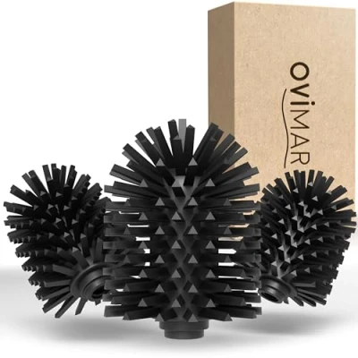 Immagine di ovimar testina di ricambio Vejro per spazzolino da toilette pratico set 3 nero in silicone con sostituibile