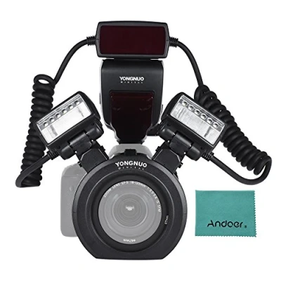 Immagine di YONGNUO YN24EX e TTL, Speedlite Flash per Macro, 5600 K, con due Teste 4 Anelli Adattatori, Canon