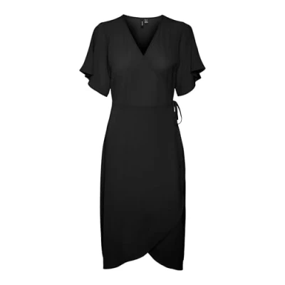Immagine di Vero Moda Vmsaki SS CALF WRAP GA NOOS Vestito casual, Donna, Taglia: Large, Black