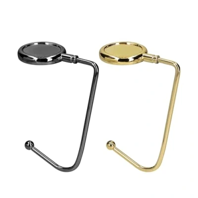 Immagine di kwmobile 2x Gancio Borsa da Tavolo Appendi in Alluminio Antiscivolo Antigraffio Set Appendiborsa per Tavoli e Scrivanie max. 3kg ardesia scuro/oro