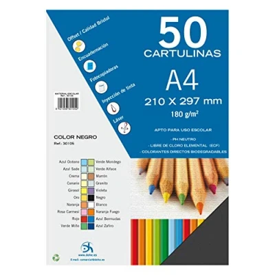 Immagine di Dohe Set Di 50 Cartoncini, Formato A4 nero