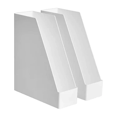 Immagine di Amazon Basics Plastic Organizer Portariviste, bianco confezione da 2
