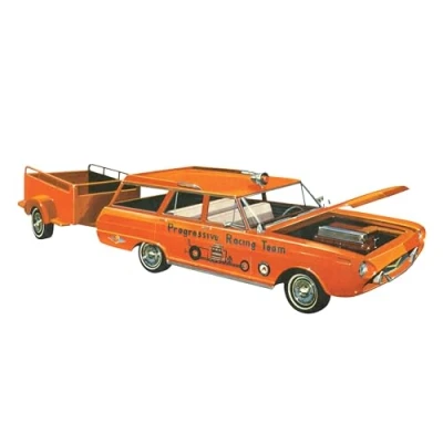 Immagine di AMT 1963 Chevy II Station Wagon w/Trailer 1:25 Scala Modello Kit