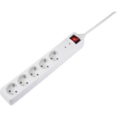 Immagine di Basetech BT 1732743 Multipresa con protezione da sovratensioni 5 scomparti Bianco Schuko 1 pz.