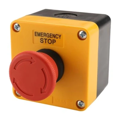 Immagine di BAOMAIN Segno rosso interruttore di arresto emergenza con scatola, 10A 660V 1NO 1NC, a pulsante resistente alle intemperie