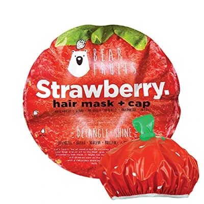 Immagine di Bear Fruits, Maschera e Cuffia per Capelli Fragola, districa illumina i Tuoi Capelli, 1 20ml + Fragola Riutilizzabile