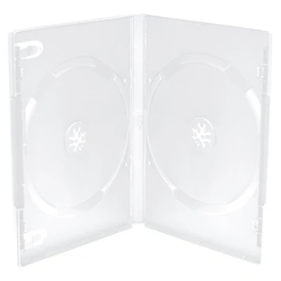 Immagine di 50 custodie per CD, DVD e Bly Ray trasparenti DOPPIE 14mm con tasca trasparente copertina