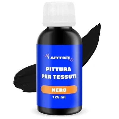 Immagine di 7 Artists Colori per Tessuti Permanenti Colore Nero 125 ml Pittura Tempera Vernice Stoffa Fabric Paint