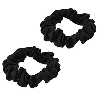 Immagine di Navaris Elastico per Capelli in Vera Seta 16mm Set 2x Elastici Scrunchie Coda Cavallo Chignon Treccia Fasce Elastiche Pettinature Donna Nero