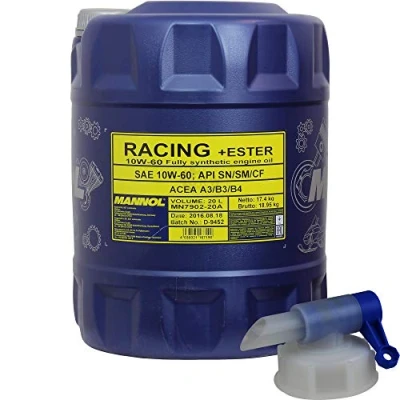 Immagine di 20 litri MANNOL Racing + estere 10W 60 API SN/SM/CF olio motore con rubinetto