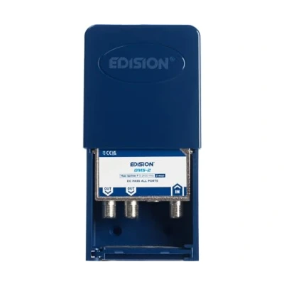 Immagine di EDISION OMS 2 Partitore da palo uscite, esterno splitter Satellitare e TV, connettore F, Distributore di Segnale 5 2400Mhz, DVB S2, T2, C, Passaggio DC, Scatola per esterno, Vie