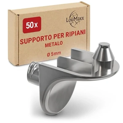 Immagine di LouMaxx Supporti angolari con doppio spillo, set da 50 pezzi, supporto di sicurezza 5 mm, in zama nichelato