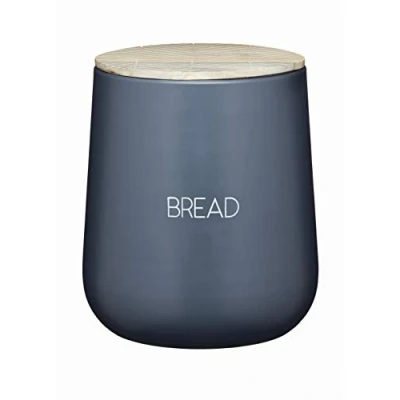 Immagine di KitchenCraft Serenity Portapane in Ferro con Coperchio Ermetico Legno di Mango, 21,5 cm x 24,5 Grigio / Marrone