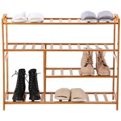 Immagine di BAKAJI Scaffale Scarpiera Portascarpe Casa Multiuso 5 Ripiani Legno di Bambu Dimensione 80 x 26 69 cm Colore Bamboo Naturale