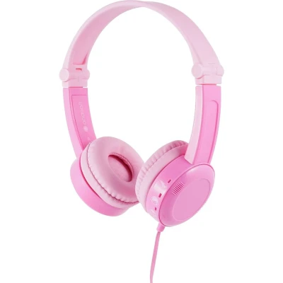 Immagine di onanoff Travel Bambini Cuffie On Ear via cavo Rosa pieghevole, headset con microfono, limitazione del volume