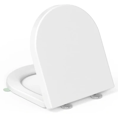 Immagine di tavoletta wc Universali D Forma,YEAUPE PRO Sedile WC, Urea Formaldeide Chiusura Ammortizzata con Sgancio Rapido a un Pulsante, Bianco,42,5 * 36,3 4,9CM