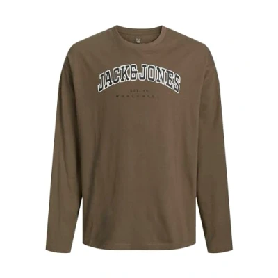 Immagine di JACK&amp;JONES JUNIOR Jjecaleb Varsity Tee LS O Neck Jnr Maglietta a Maniche Lunghe, Canteen/vestibilità: Larga, 128 cm Bambini e Ragazzi