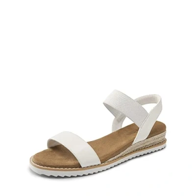 Immagine di DREAM PAIRS Sandalo a Zeppa da Donna Scarpe con Tacco Basso Espadrillas Classiche Punta Arrotondata Fibbie E Cinturini Estate,Size 39,Bianco,SDPW2310W