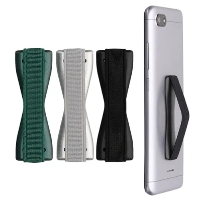 Immagine di kwmobile Supporto Dita Cellulare Set 3X Fasce Elastiche Sostegno Antiscivolo Antiurto Telefonino Universale Finger Holder Phone Nero/Argento/Petrolio Metallizzato
