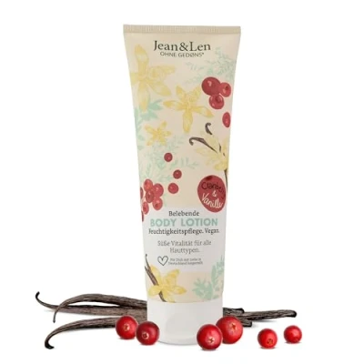 Immagine di Jean &amp; Len Body Lotion Cranberry Vanilla, texture leggera, si assorbe rapidamente, adatta a tutti i tipi di pelle, formulazione pH ideale, senza parabeni e siliconi, vegan, 250 ml